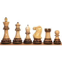 Handcarved Burnt Wooden Chess Pieces
