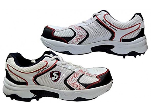 SG Scorer 2.0 White Navy Batting Cricket Shoes for Men and Youth